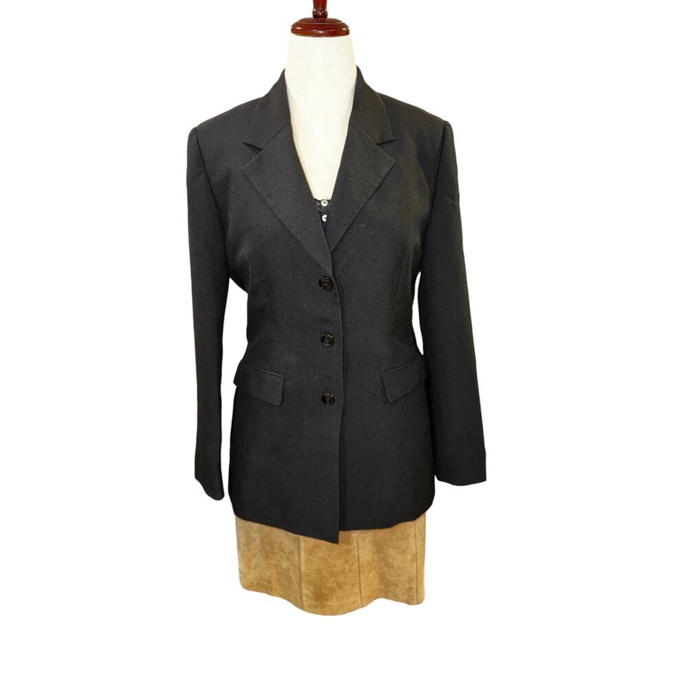 Milano Moda Black Long Line Blazer Jacket Size 12